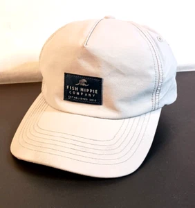 Fish Hippie Adjustable Strapback Hat Cap Light Grey Embroidered Logo Preowned - Picture 1 of 9