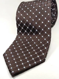 Van Heusen schmutzabweisende 100 % Seide Krawatte Herren 61 Zoll lang braun weiß blau NEU - Bild 1 von 4