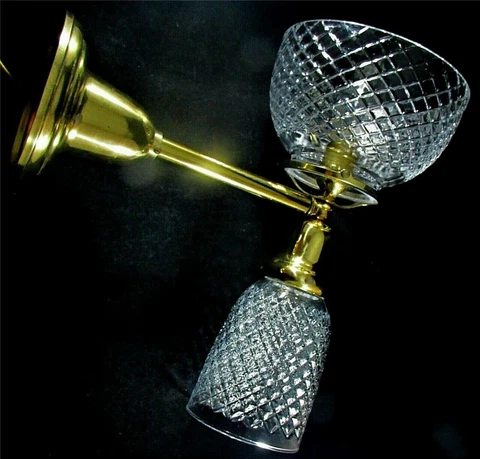 Vintage Repro Gas Electric Brass Wall Sconce Fixture + Complementing Lamp Shades Cover