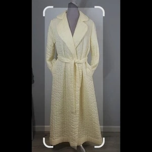 Vintage Barbizon gesteppte elfenbeinfarbene lange Bademanteljacke Damengröße Medium - Bild 1 von 14