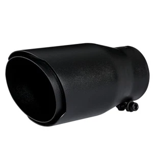 Car exhaust tip 3'' Inlet Black Coated Stainless Steel Muffler Pipe Bolt on - Foto 1 di 6