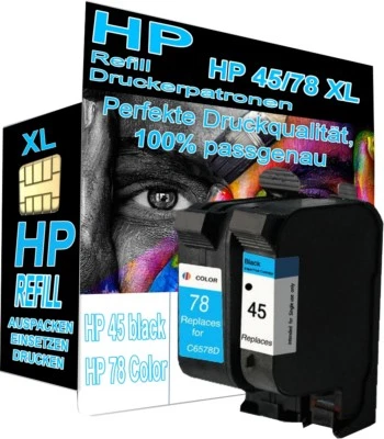 HP45 + HP78 Version XL Refill für Tintenpatronen 51645 + C6578 - Bild 1 von 2