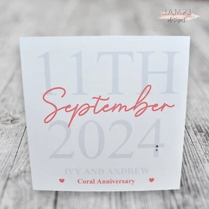 Personalised 35th Coral Wedding Anniversary Card - Picture 1 of 8
