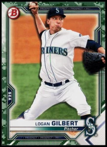 2021 Bowman #BP-58 Logan Gilbert Prospects Camo Seattle Mariners - Picture 1 of 2