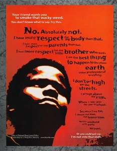 Anuncio antidrogas - Nº Absolutamente no. Arte publicitario impreso vintage Drug Free America 1999 - Imagen 1 de 1