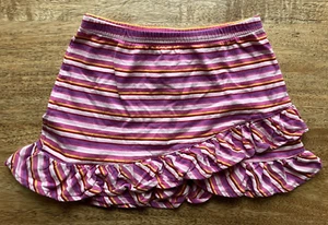 Hanna Andersson Skirt Size 100 (4) EUC Pink Purple Stripe Ruffles Adorable! - Picture 1 of 3