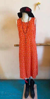Vestido Vaina Floral Naranja Largo Grunge Austin Clothing Co. Años 90 De Colección Foto 1 de 4