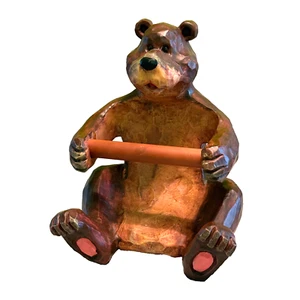 Harz wie geschnitzter hölzerner Landbär oder Toilettenpapierhalter 9,5 Zoll hoch - Bild 1 von 8