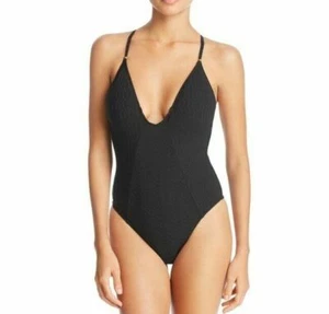 Lucky Brand Shoreline Chic Plunging Strappy Back One Piece Swimsuit Size Medium - Picture 1 of 2