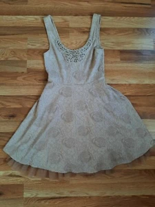 Free People Floral Beaded Skirt Tulle Trim Fit & Flare Sleeveless Dress Sz XS - Picture 1 of 11