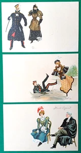 SIX 1902 Litho postcard set of Military Officer with Partner Military Humour A - Picture 1 of 9