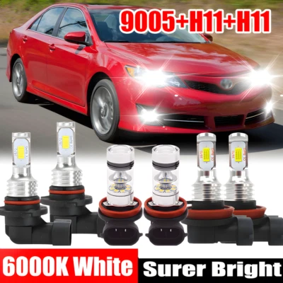 Lâmpada de neblina para farol de LED 6X Toyota Camry Combo 6000K H11 9005 2011-2018 - Imagem 1 de 4
