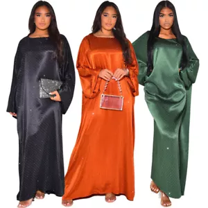 Maxi abito marocchino Abaya donna caftano musulmano sciolto Dubai Turchia accappatoio vestiti - Foto 1 di 23