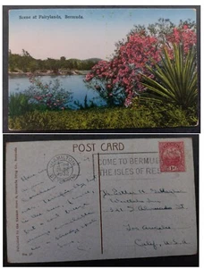 1932 Bermuda Postcard-Scene at Fairylands ties 1d Stamp cd Hamilton - Picture 1 of 3