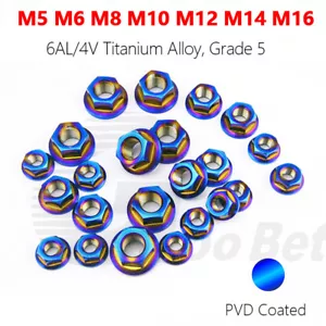 M5 M6 M8 M10 M12 M14 M16 Titanium Hex Flange Nut Motorcycle Bike Tuning DIN 6923 - Picture 1 of 14
