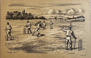 1891 Come On! Criquet Game By A.C. Havell Original Duotone Lithograph - Picture 1 of 1