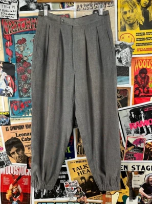 Vtg 60s Gray Sharkskin Pleated Cropped Menswear Trousers 28x24 Mod Deadstock - Image 1 of 4