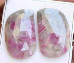 68.70 Ct Natural Multi Color Sapphire Fancy Cut Pair Loose Gemstones 2 Pieces - Picture 1 of 2