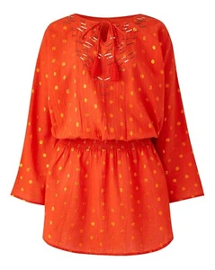 Simply Yours Beach Dress Tunic Orange Gold Size 12 14 Bikini Swimsuit Cover Up - Picture 1 of 12