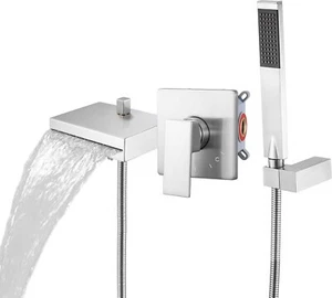 Waterfall Tub Spout with Diverter Brushed Nickel (Rough-In Valve and Trim Kit - Picture 1 of 3