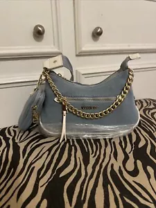 Madden NYC Women's Chain Crossbody Handbag with Pouch, Denim - Picture 1 of 5