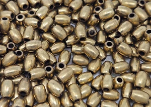 100 pcs Vintage Gold Solid Raw Brass Metal Beads 7mm x 5mm Oval Crafts Jewelry - Picture 1 of 2