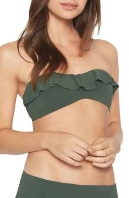 New Robin Piccone One Lina Ruffle Bandeau Bikini Top Large L - Image 1 of 4