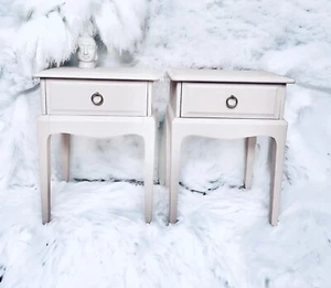 Pair of Stag Minstrel Vintage Slim Narrow Bedside Tables Neutral Taupe Or Black - Picture 1 of 6