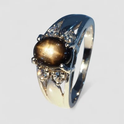 Sparkling Black Star Sapphire 925 Sterling Silver Handmade Finish Fine Rings - Image 1 of 4