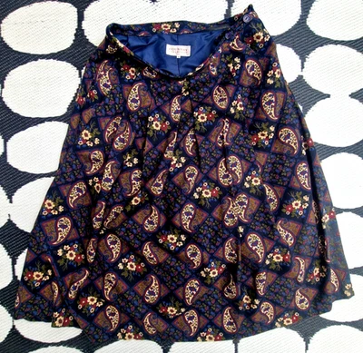 Vintage ' Country Collection Paisley Blue & Brown Long Skirt ' Women's Sz 16 *** - Image 1 of 4