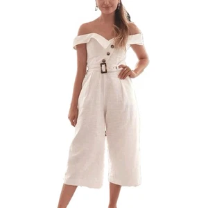 Sheike First Kiss Jumpsuit White Off Shoulder Size AU 10 US 6 With Pockets - Picture 1 of 15