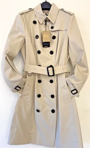 NEW Burberry London US 8 Sandringham Long Trench Coat Belted Check Jacket Stone - Picture 1 of 17