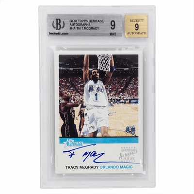 2000-01 Topps Heritage Autographs Tracy McGrady #HA-TM BGS MINT 9 AUTO 9 - Image 1 of 3