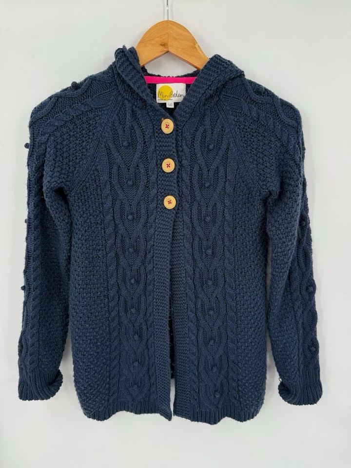 Мини Boden девочек темно-синий свитер на пуговицах с Pom Pom капюшон размер 9-10 лет - Изображение 1 из 4
