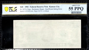 Insufficient Inking Error Note Twenty Dollar Bill JA Block PCGS 55 PPQ FR 2073J - Picture 1 of 2