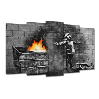 Leinwand Bild Wandbild Canvas Print Banksy Schnee Smog Nr. H3661_PC - Bild 1 von 4
