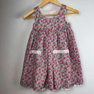 Handmade Floral Kids Dress with Lace Eyelet Trim ~ 6/7 - Picture 1 of 13