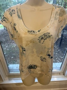 NWT Anthropologie Pilcro Paisley Floral Raw Seamed Cotton Tee Small - Picture 1 of 6