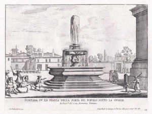 Rom Roma Rome fontana Brunnen Porta del Popolo engraving Kupferstich Falda 1690 - Bild 1 von 1