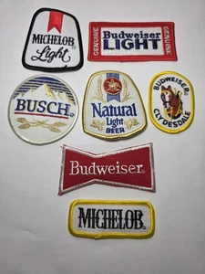 Vintage LOT Of 7 NOS Beer Sew-On Patches Various Brands Budweiser Michelob Etc - Picture 1 of 11