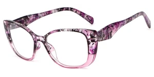 Women 2-tone bold marble print reading glasses - Spring Hinge Clear Lens Reader - Picture 1 of 12