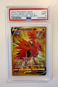 2022 Galarian ZAPDOS V Pokemon #182 SWSH Brilliant Stars PSA 9 MINT Secret Gold - Picture 1 of 2