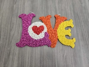 Vtg Melted Plastic Popcorn Wall Decor LOVE Hippie Valentines Day Wall Decor - Picture 1 of 7