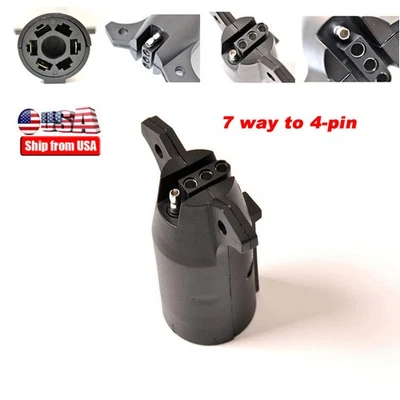 Adaptador de luz de remolque de 7 vías conector de enchufe redondo a 4 pines barco rv plano Foto 1 de 4