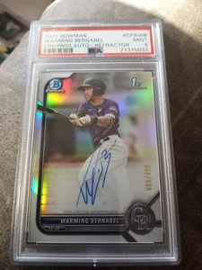 2022 Bowman Chrome WARMING BERNABEL 1st REFRACTOR Auto /499 PSA 9 Mint RC Rockie - Bild 1 von 2