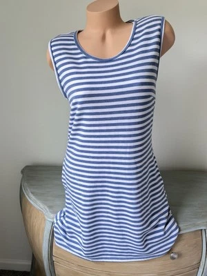 Vestido sin mangas Serra suave polar sin mangas bolsillos cómodo salón náutico rayas Foto 1 de 4