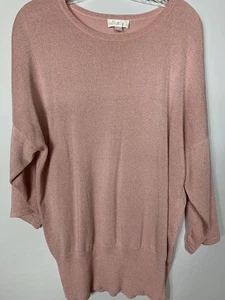 Belle by Kim Gravel Lurex Drop Shoulder Sweater XL Pink Champagne 3/4 Sleeves - Picture 1 of 8