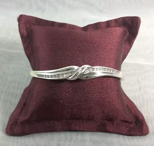 Diamond 925 Silver Hinged Clasp Bangle Bracelet 12.99g TW - Picture 1 of 10