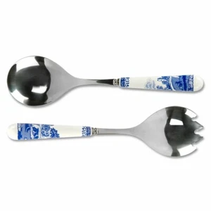 Spode Blue Italian Salad Servers with Chinoiserie Handle-New in Presentation Box - Picture 1 of 6