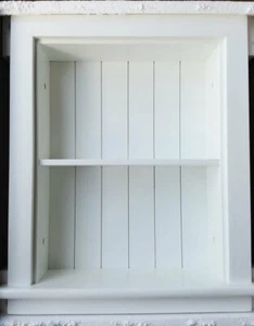 Imp. 14x18 White Aiden Wall Niche with beadboard back by Fox Hollow Furnishings - Picture 1 of 7
